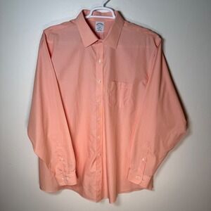 Brooks Brothers Regent Fit Non Iron Cotton Peach Dress Shirt Men 18 6 7